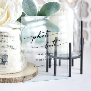 Boho Chic Modern Clear Acrylic Wedding Photo Booth Sign