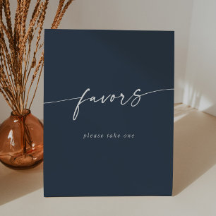 Boho Chic Modern Dark Navy Blue Wedding Favours Pedestal Sign