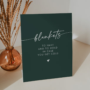 Boho Chic Modern Emerald Green Blanket Wedding Pedestal Sign