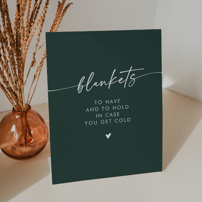 Boho Chic Modern Emerald Green Blanket Wedding Pedestal Sign (Creator Uploaded)