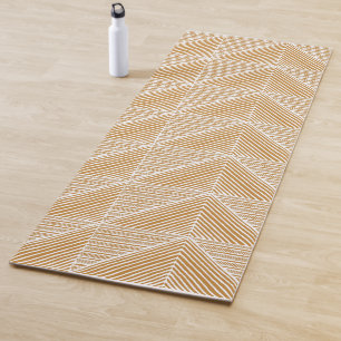 Boho Chic Modern Geometric Lines Pattern Gold Yoga Mat