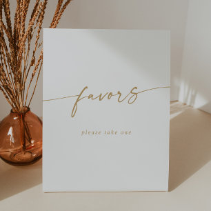 Boho Chic Modern Gold and White Wedding Favours Pedestal Sign
