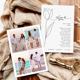 Boho Chic Modern Photo Collage Wedding Thank You Card