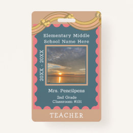 Boho Chic Modern Rainbow Custom Teacher ID ID Badge