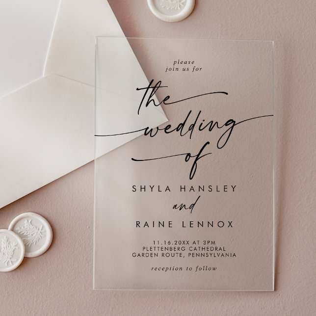 Boho Chic Modern Simple Clear Acrylic Wedding Acrylic Invitations (Boho Chic Modern Simple Clear Acrylic Wedding Acrylic Invitations)