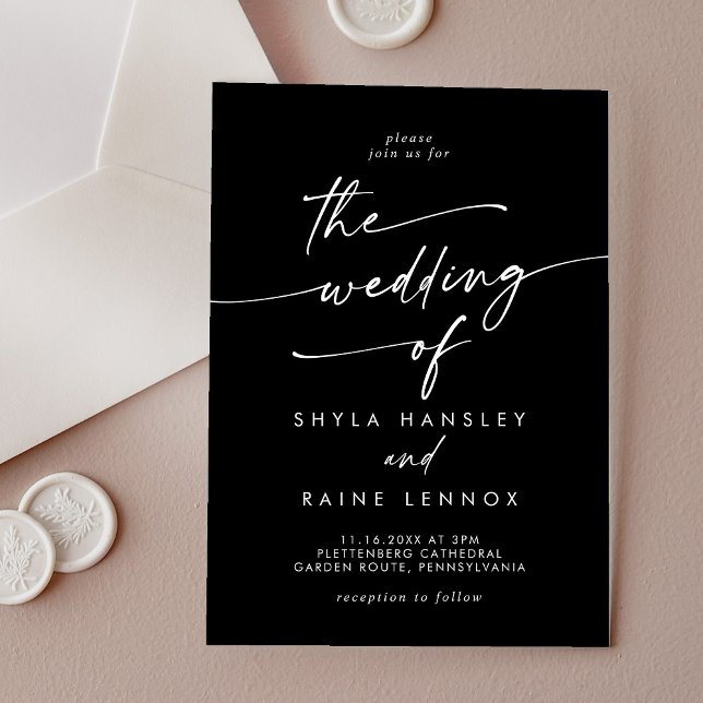 Boho Chic Modern Simple White Black Wedding Acrylic Invitations (Creator Uploaded)