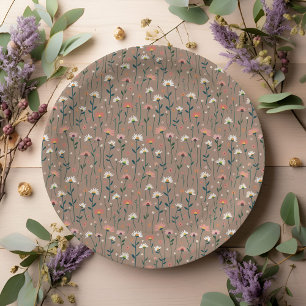 Boho Chic Modern Wildflower Baby in Bloom Shower  Paper Plate