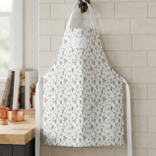 Boho Chic Monogram Wildflower Floral Pattern Apron