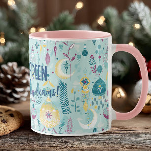 Boho chic moons and lanterns in turquoise and gold mug