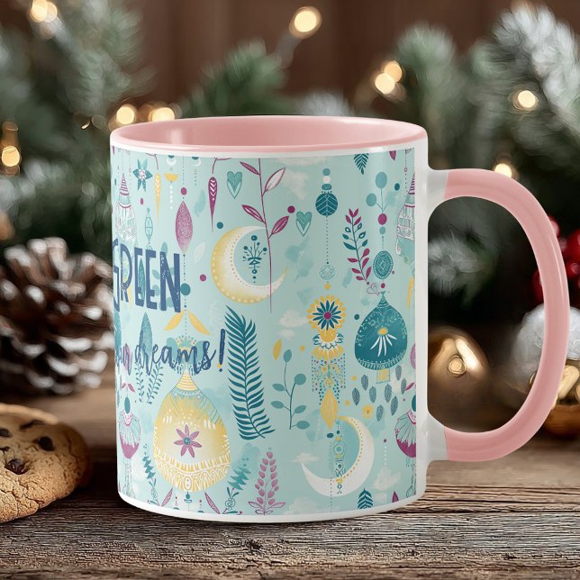 Boho chic moons and lanterns in turquoise and gold mug (Creator Uploaded)