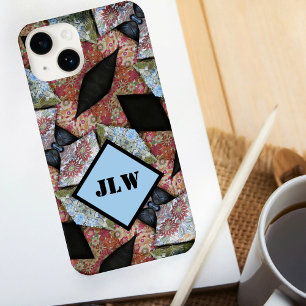 Boho Chic Multi Colour Patchwork with Initials Case-Mate iPhone 14 Case