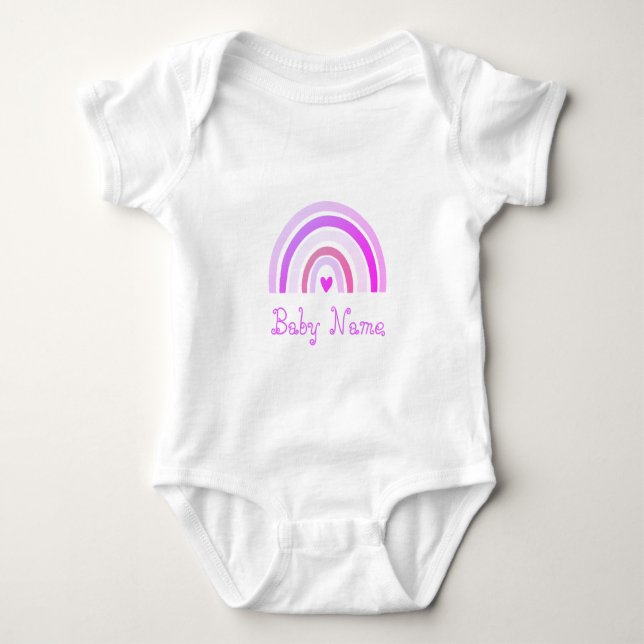 Boho Chic Name Purple Rainbow Baby Bodysuit (Front)