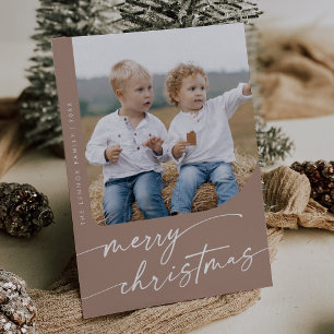Boho Chic Neutral DIY Simple Photo Christmas Holiday Card