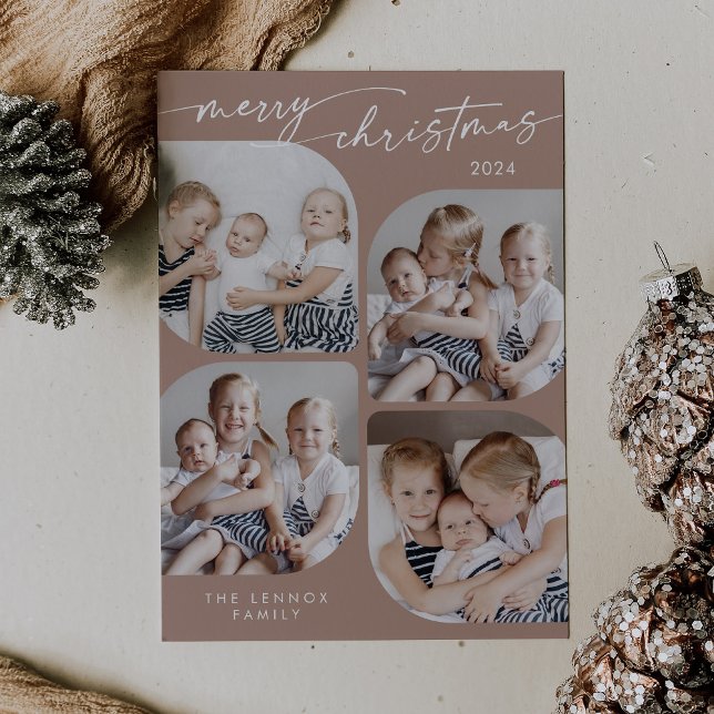 Boho Chic Neutral Family Multi Photo Christmas Holiday Card (Creator Uploaded)