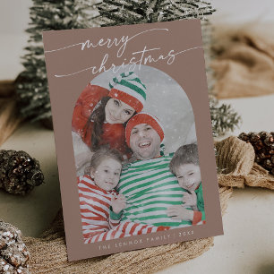 Boho Chic Neutral Fun Family Photo Christmas Holiday Card