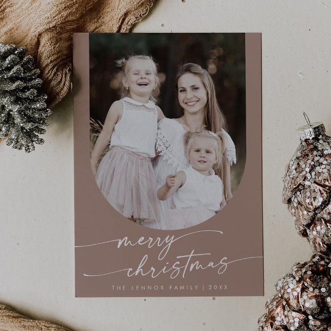 Boho Chic Neutral Photo Boho Family Christmas Holiday Card (Creator Uploaded)