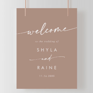 Boho Chic Neutral Taupe DIY Wedding Welcome Sign