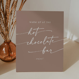 Boho Chic Neutral Taupe Hot Chocolate Bar Pedestal Sign