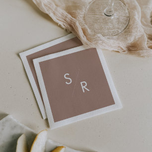 Boho Chic Neutral Taupe Monogrammed Napkins