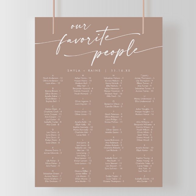 Boho Chic Neutral Taupe Printable Seating Chart (Creator Uploaded)