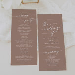 Boho Chic Neutral Taupe Tea Length Wedding Programme<br><div class="desc">This boho chic neutral taupe tea length wedding program is perfect for a minimalist wedding ceremony. The beige brown earth tone modern bohemian design features simple rustic calligraphy with a unique yet classic style. Personalise your wedding program with you names, wedding date, location, order of service, wedding party and optional...</div>