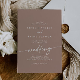 Boho Chic Neutral Taupe Wedding Invitation