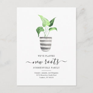 Boho Chic New Roots We've Moved Botanical Moving Announcement Postcard