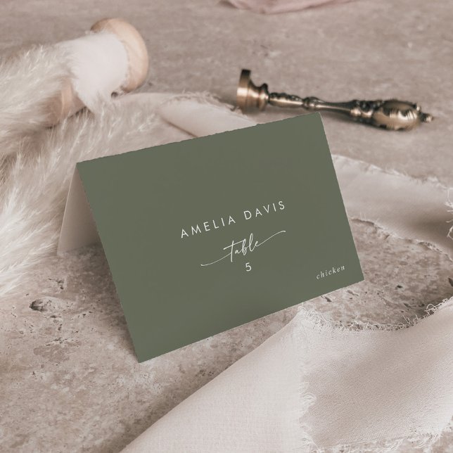 Boho Chic Olive Green Guest Name Place Cards (Creator Uploaded)