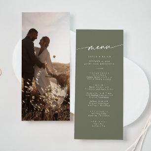 Boho Chic Olive Green Photo Wedding Menu