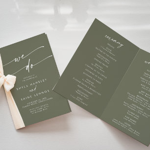 Boho Chic Olive Green We Do Folded Wedding Programme