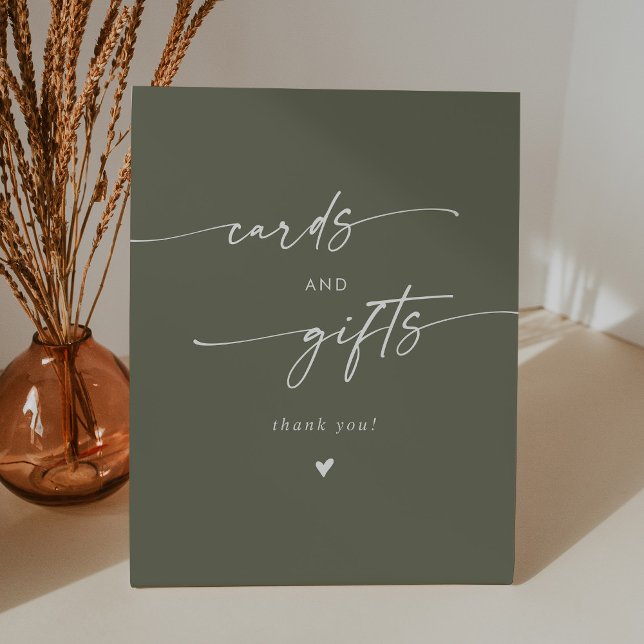 Boho Chic Olive Green Wedding Cards and Gifts Pedestal Sign (Creator Uploaded)