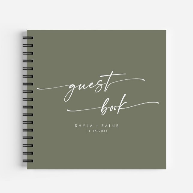 Boho Chic Olive Green Wedding Guest Book (Creator Uploaded)