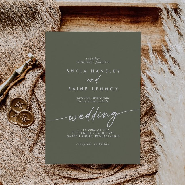 Boho Chic Olive Green Wedding Invitation (Creator Uploaded)