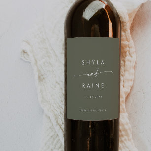 Boho Chic Olive Green Wedding Wine Labels