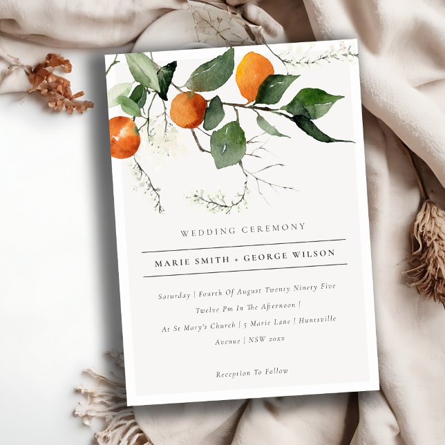 Boho Chic Orange Blossom Botanical Wedding Invite (Creator Uploaded)