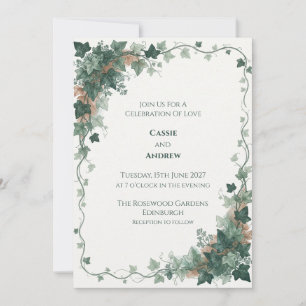 Boho Chic Pampas Grass Wildflower Wedding Invitati Invitation