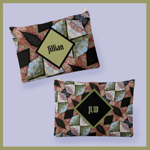 Boho Chic Patchwork Multi Colour Black Accents Accessory Pouch