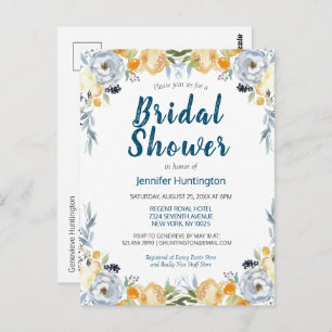 Boho Chic Peach Floral Bridal Shower Postcard