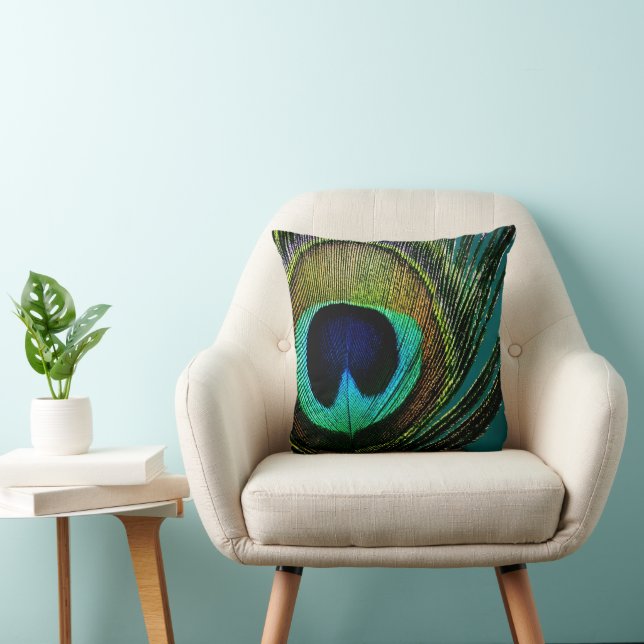 Boho Chic Peacock Feather Photography Modern Cushion (Chair)
