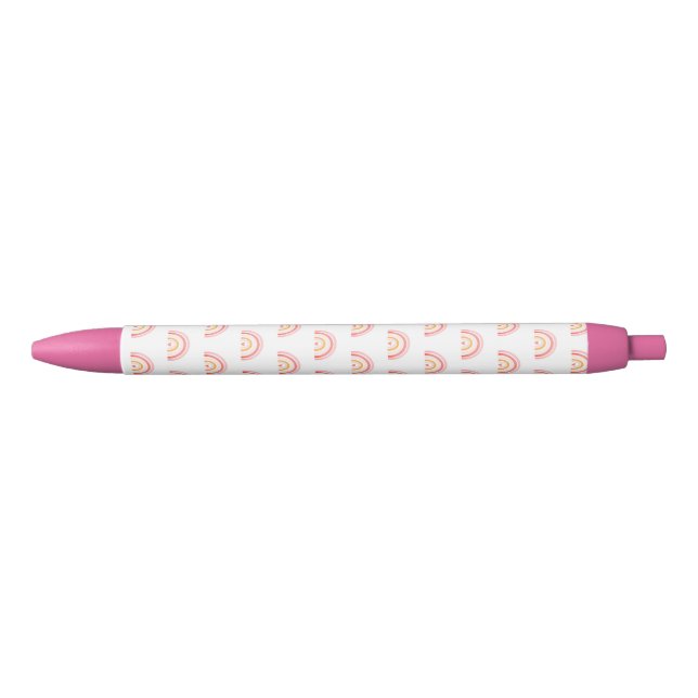 Boho Chic Pink Rainbow Pattern Black Ink Pen (Front)