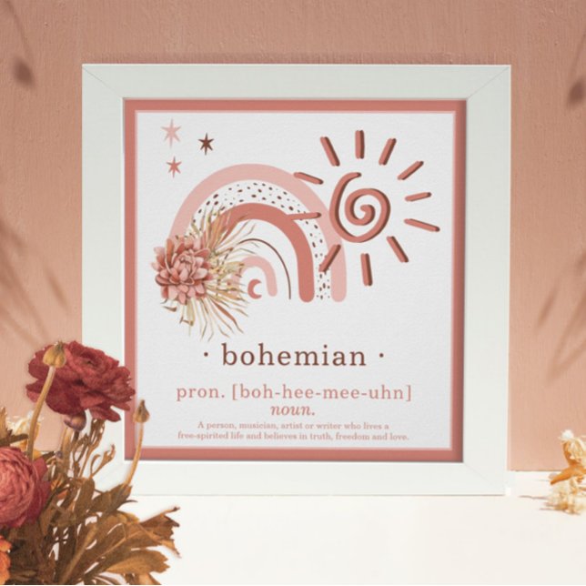 Boho Chic Pink Sun | Rainbow Bohemian Definition Poster (Creator Uploaded)