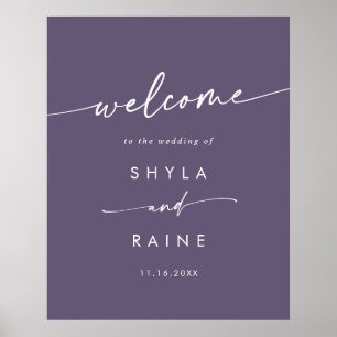 Boho Chic Plum Purple DIY Wedding Welcome Sign