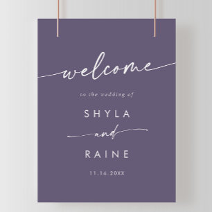 Boho Chic Plum Purple DIY Wedding Welcome Sign