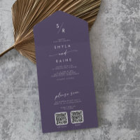 Boho Chic Plum Purple Dual QR Code Wedding
