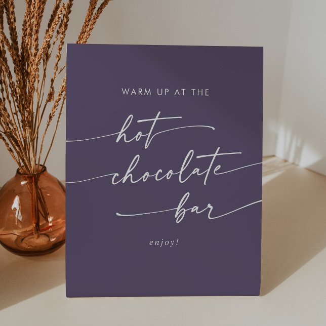 Boho Chic Plum Purple Hot Chocolate Bar Pedestal Sign (Creator Uploaded)