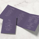 Boho Chic Plum Purple Monogram Wedding Tri-Fold Programme<br><div class="desc">This boho chic plum purple monogram wedding tri-fold program is perfect for a minimalist wedding. The moody dark purple jewel tone modern bohemian design features simple rustic calligraphy with a unique yet classic style. Personalise your wedding program with your initials, names, wedding date and location, your favourite quote or lyric,...</div>