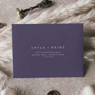 Boho Chic Plum Purple Self-Addressed RSVP Envelope