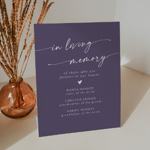Boho Chic Plum Purple Wedding In Loving Memory Pedestal Sign