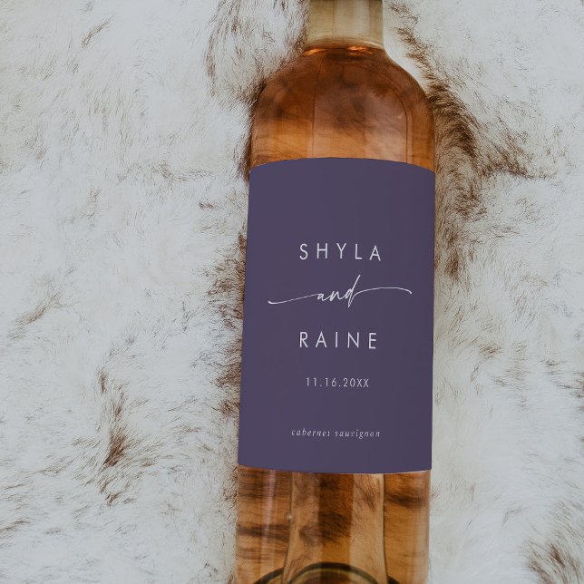 Boho Chic Plum Purple Wedding Wine Labels (Creator Uploaded)