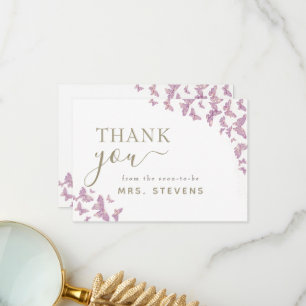 Boho Chic Purple Butterfly Bridal Shower Thank You Card